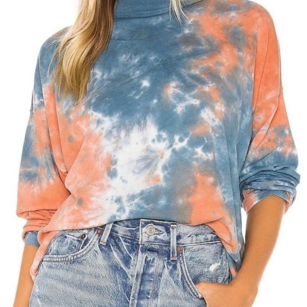 Free People Tie-Dye Sweatshirt - Blue and Orange